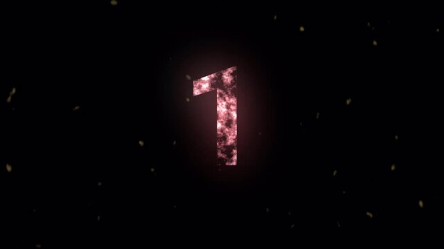 Glowing fire texture countdown 3 2 1 to kick off text animation