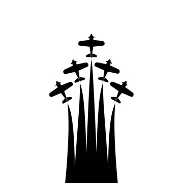 Silhouette of Vintage Airplanes Flying.