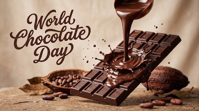 World chocolate day celebration post with chocolates and text design chocolate day greeting post