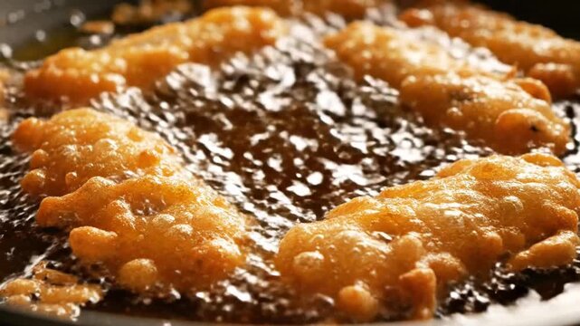 Fried Food Cooking Close-up Kitchen Scene