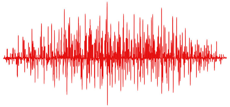 Red sound wave pattern with transparent background