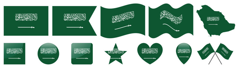 Saudi Arabia flag variations vector illustration set © BestBuyPoints