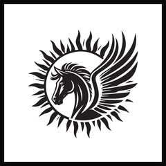 Fototapeta premium A black tribal eagle tattoo design featuring a wild bird silhouette with majestic wings and a detailed head as a powerful nature symbol vector illustration