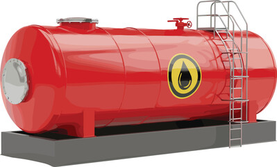 Naklejka premium Industrial fuel storage tank with access ladder petroleum containment system and energy infrastructure equipment