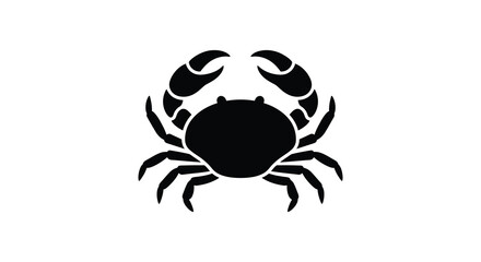 A black crab silhouette against a white background a simple marine animal representation © Mama
