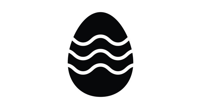 Black egg shape with curved lines a simple graphic silhouette egg shaped