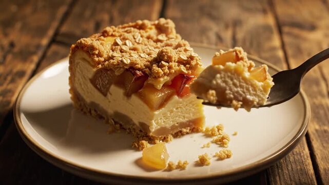 Cozy Cheesecake Dessert Scene on Wooden Table