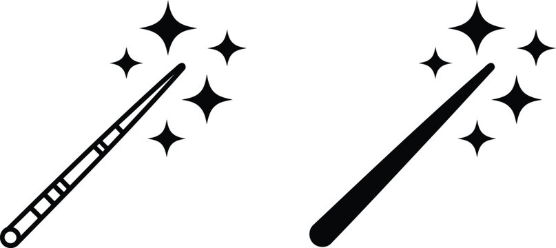 Magic wand sparkling vector illustration, Magic wand sparkling icon set
