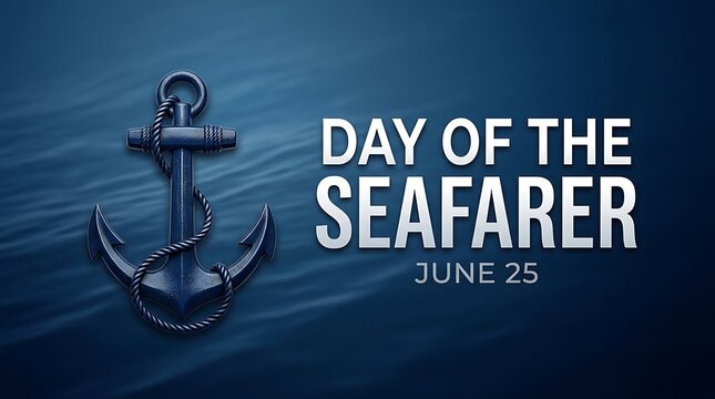 Vintage nautical anchor with rope design celebrating day of the seafarer on june twentyfive