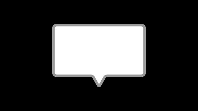 Text cloud sign animation. Chat bubble with shadow on black background.