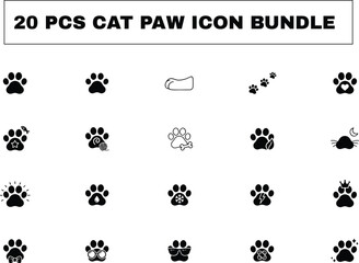 Cat paw icons set black © Anjona