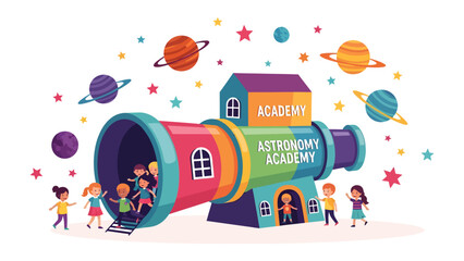 Star Seekers Academy: Children explore the wonders of the cosmos at the colorful Star Seekers Academy, a vibrant hub of imagination and learning. © abidakhatun