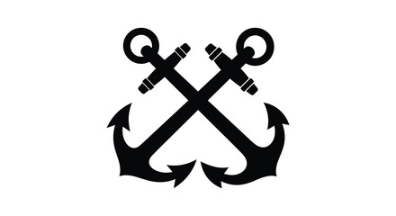 Two crossed anchors with circular elements a stark black silhouette nautical © Mama