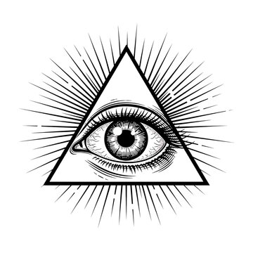 All seeing eye in triangle symbol.