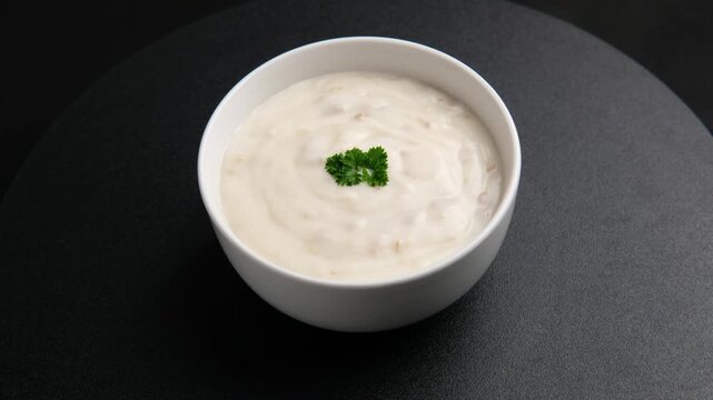 Creamy shiitake mushroom soup in white bowl.It's the perfect cozy fall soup.healthy food.