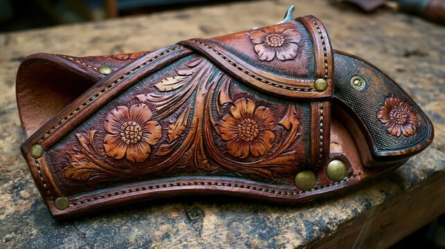 Intricate Handcrafted Leather Holster Design