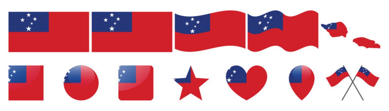 Samoa Flag Collection Vector Icons and Map Illustration