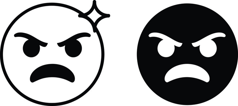 Angry face emoji emoticon vector illustration