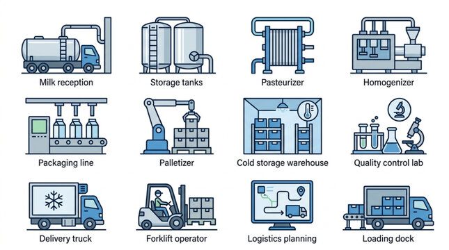 Dairy Processing and Logistics Equipment Infographic