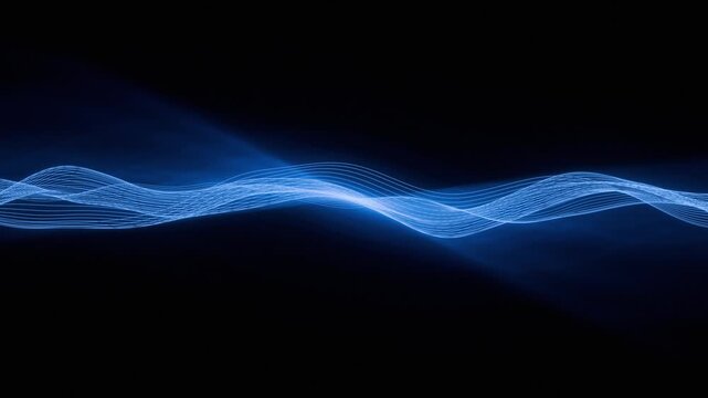 Abstract Glowing Waveform Lines Animation with Digital Technology Background. 4K