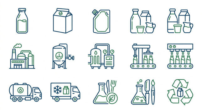 Dairy and Food Production Process Icons