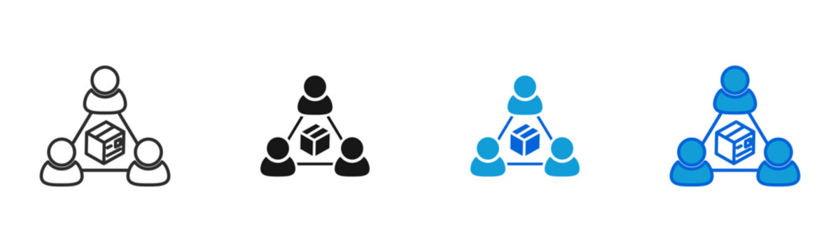 collaboration team icon multiple style set