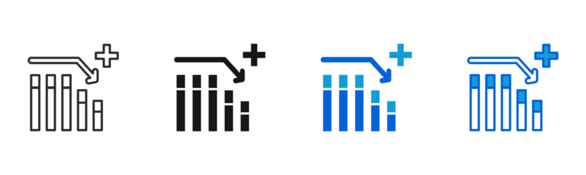 chart down graph icon multiple style set