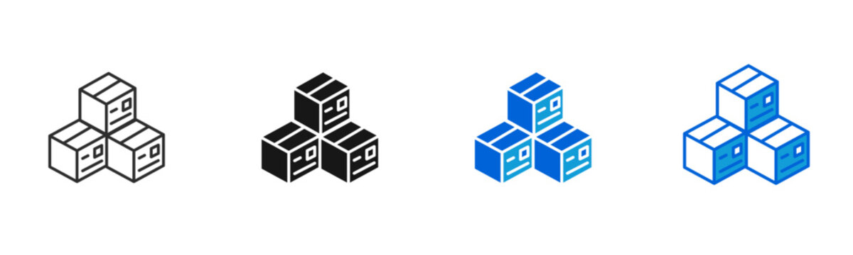 stock of goods icon multiple style set