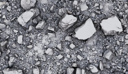 Rocks, rocky ground, boulders, natural background, 3D illustration. © nana
