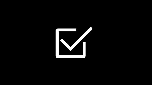 Animated reveal of checkmark icon circle. Isolated on a black background. Green check mark, tick, yes, or OK symbol.