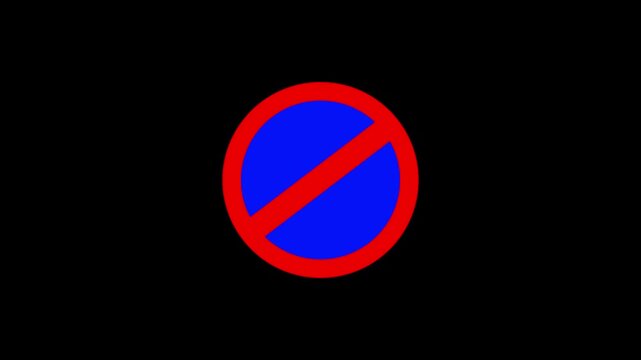 Warning, stop or no entry forbidden red circle and line symbol icon animation.