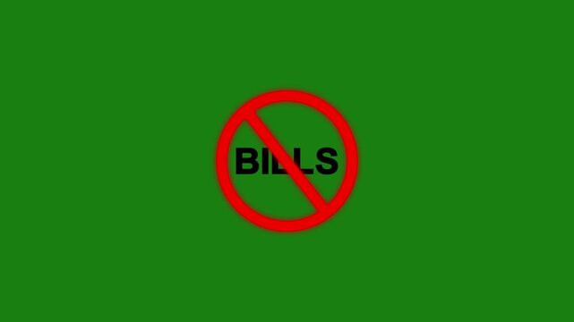 Bills Prohibition sign animation.Alert error sign.