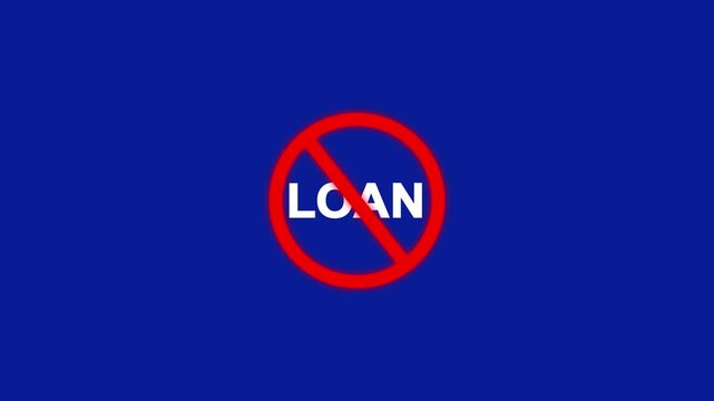 Loan Prohibition Sign Animation.Warning Symbol, Alert Notification, Financial restriction icon .