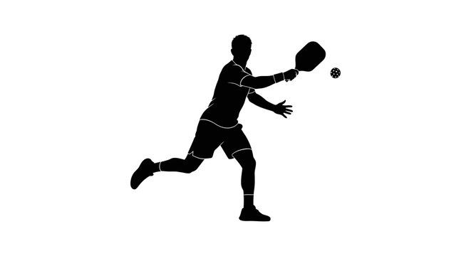 Padle Tennis Player Silhouette Against A White Background