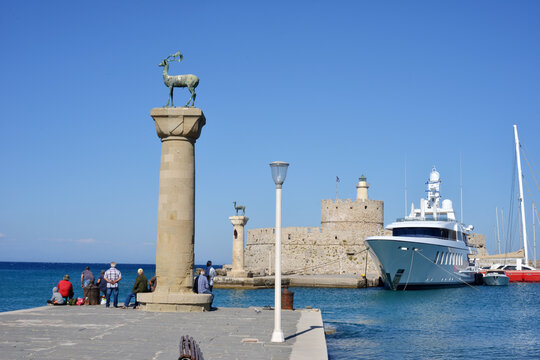 Rhodes, Greece, Saint Nicolas Fort, Harbour entry with pier