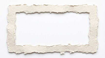 Fototapeta premium Rectangular Frame Made of Handmade Torn Paper with Rough Deckle Edges