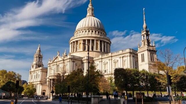 Saint Paul's Cathedral, London, England, United Kingdom. Time Lapse