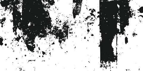 Fototapeta premium Abstract black and white grunge overlay texture with messy ink paint splatter and distressed marks vector illustration.