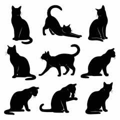 Azure cat silhouettes isolated on white background © Sketch