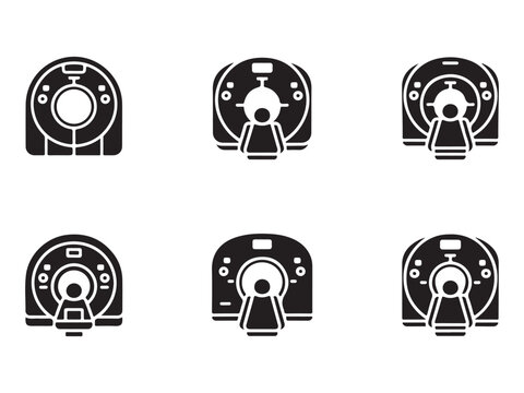 Set of black and white icons of old film cameras with different angles and designs  various camera models and views