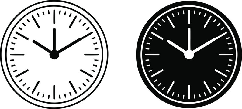 Minimalist analog clock vector illustration, Minimalist analog clock icon set