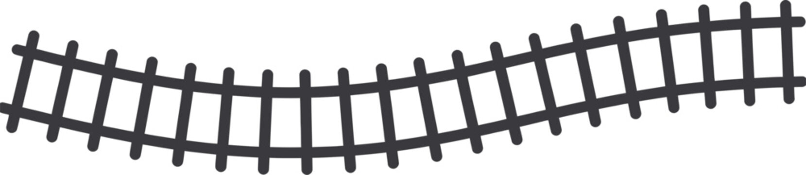 Railway icon, vector train and rail track symbol inside circle for transportation infrastructure network and modern flat design use.