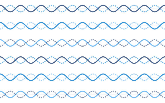 Seamless Trig Identity Wave Pattern White Blue