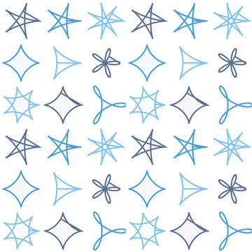 Seamless Hypocycloid Spirograph Pattern White Blue