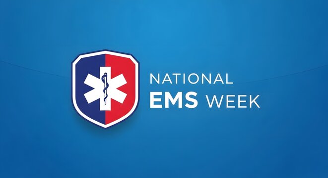 National EMS Week graphic with medical shield emblem