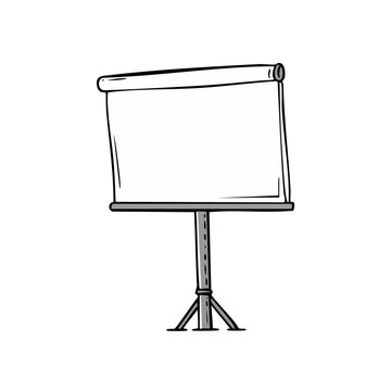 Simple hand drawn flip chart stand with blank paper for presentations and notes