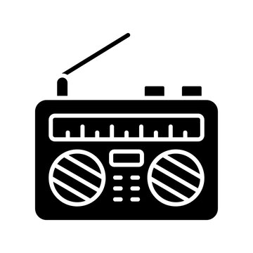 Portable transistor radio icon isolated on transparent background vintage communication device