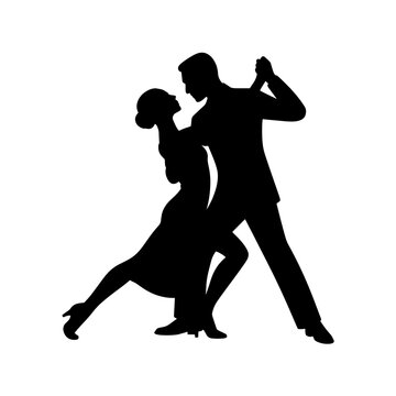 Ballroom dance silhouette couple dancing elegant pose isolated on transparent background