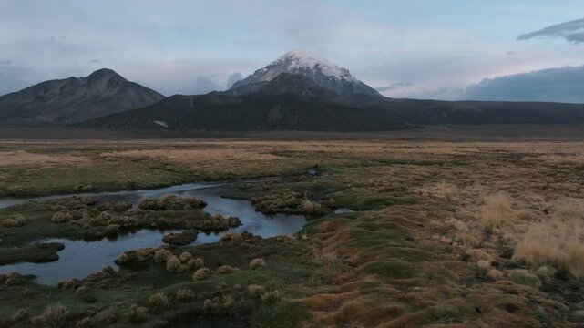 Sajama National Park, Sajama, Bolivia, plains, grassland, Altiplano, Andes, Andes Mountains, aerial view, drone view, drone photography, aerial photography, high altitude, wilderness, nature, scenic l
