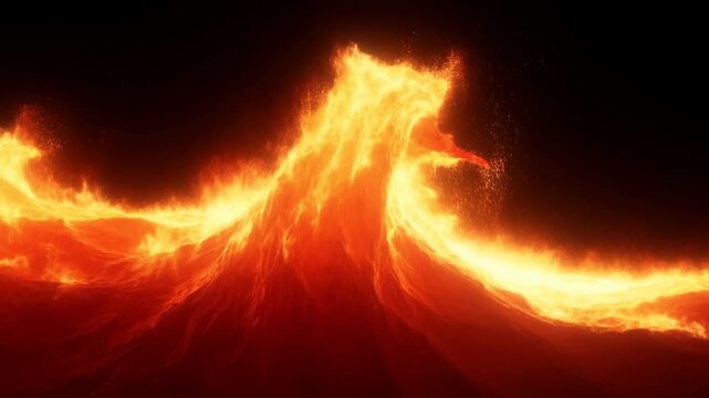Dynamic flames dancing in fiery waves animation